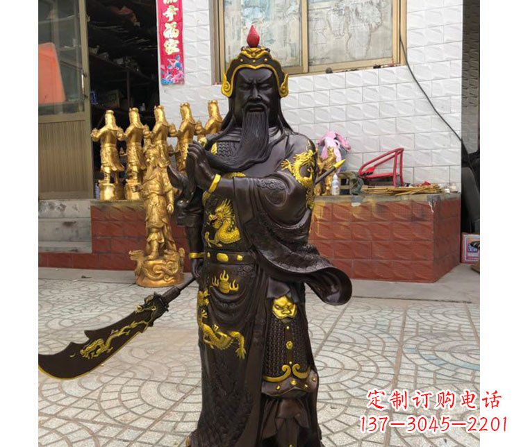 南京铜雕镇宅关公寺庙神像雕塑摆件 (2)