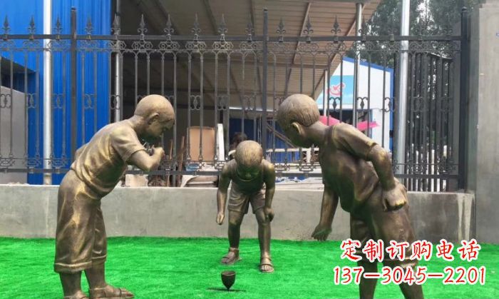 南京玩陀螺儿童铜雕
