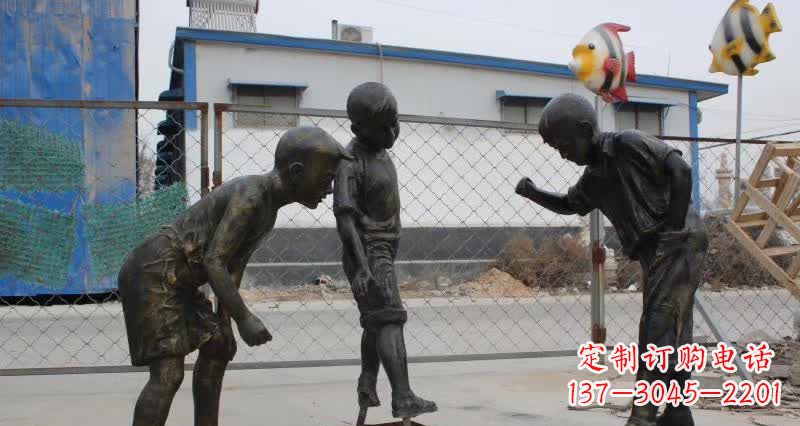 南京玩陀螺人物铜雕
