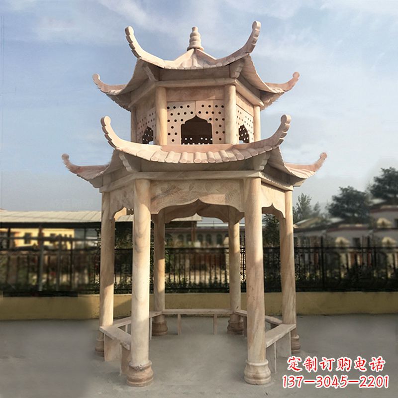 南京晚霞红大理石凉亭雕塑
