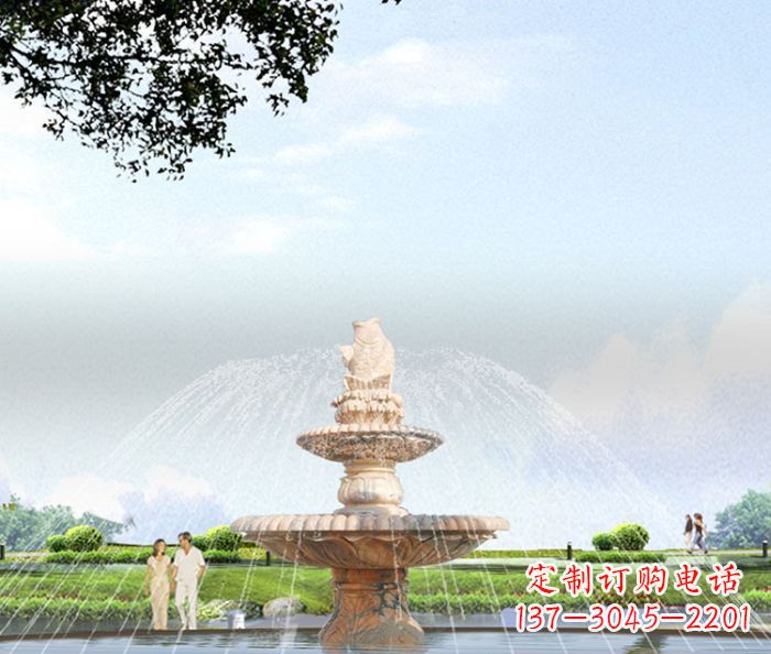 南京晚霞红多层大型石雕喷泉 (4)
