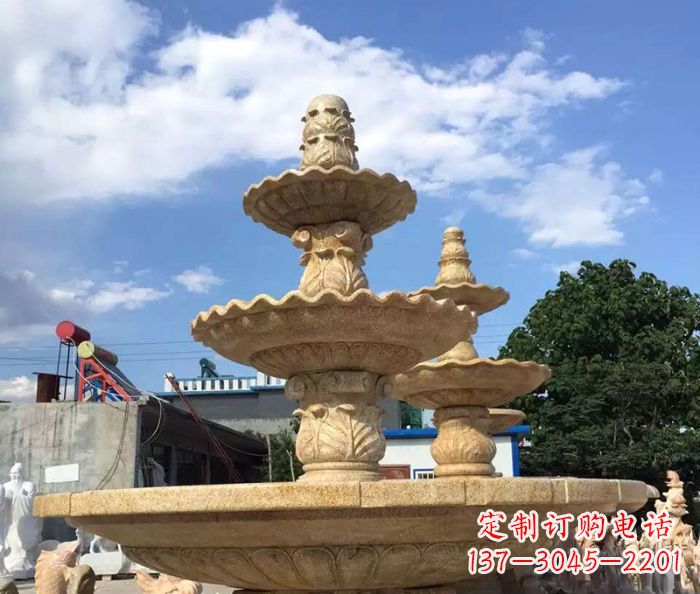 南京晚霞红多层喷泉石雕