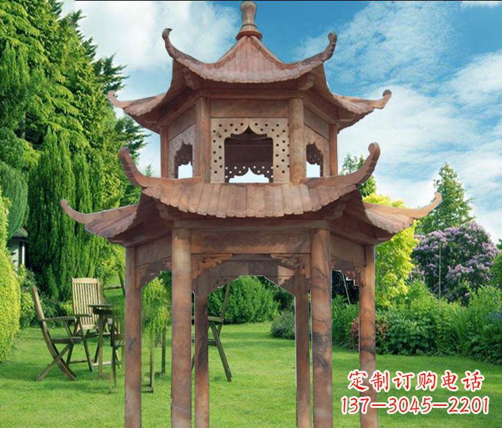 南京晚霞红公园建筑凉亭