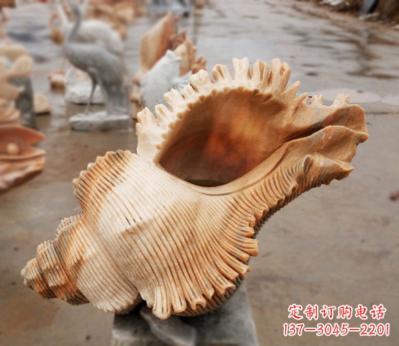 南京晚霞红海螺石雕广场景观雕塑