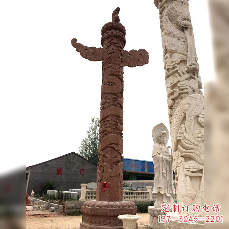 南京晚霞红华表石柱