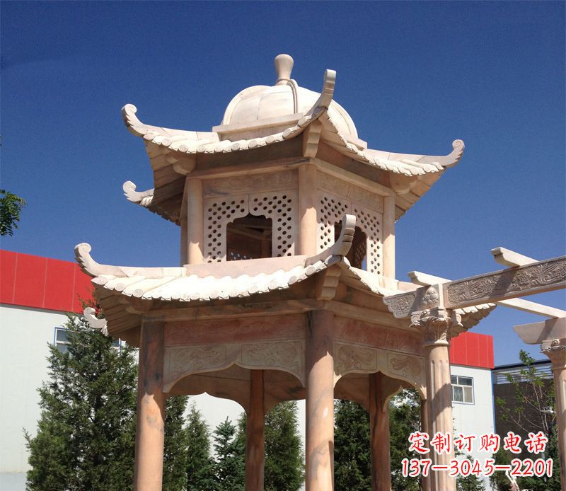 南京晚霞红景观凉亭雕塑