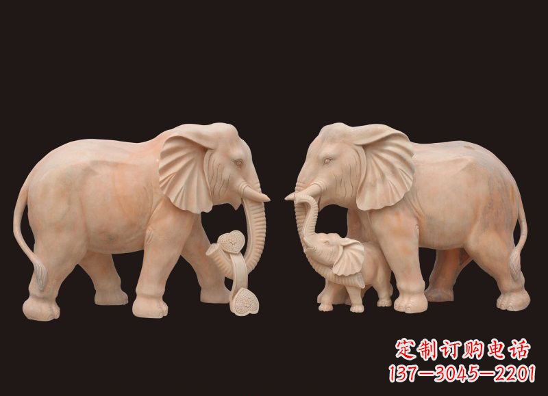 南京晚霞红母子大象雕塑