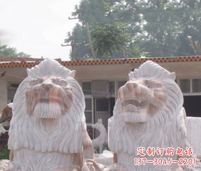 南京晚霞红欧式石雕狮子