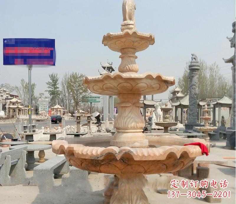 南京晚霞红喷泉喷水盆石雕