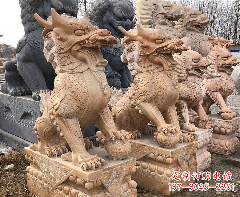南京晚霞红麒麟石雕 (2)