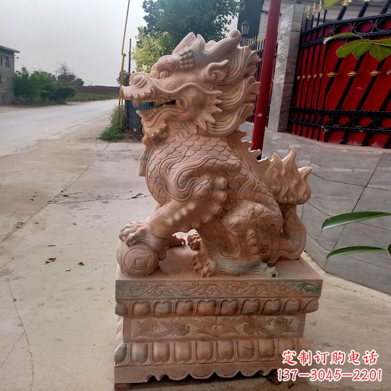 南京晚霞红麒麟石雕