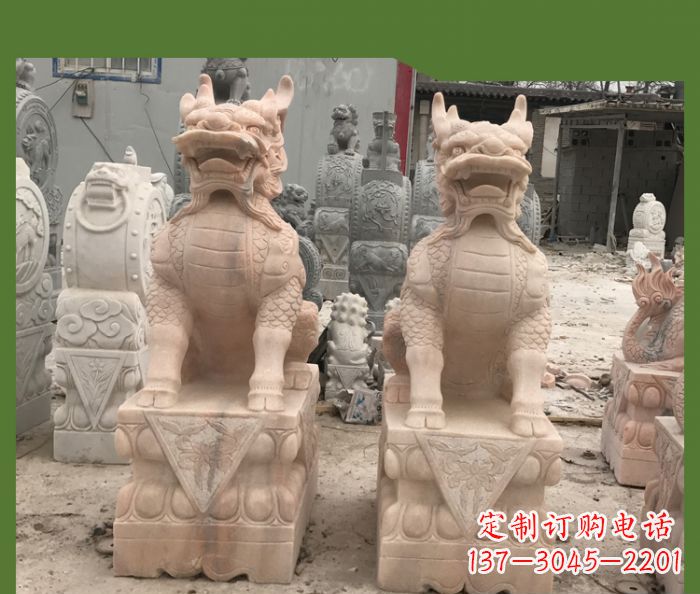 南京晚霞红麒麟招财镇宅石雕 (3)