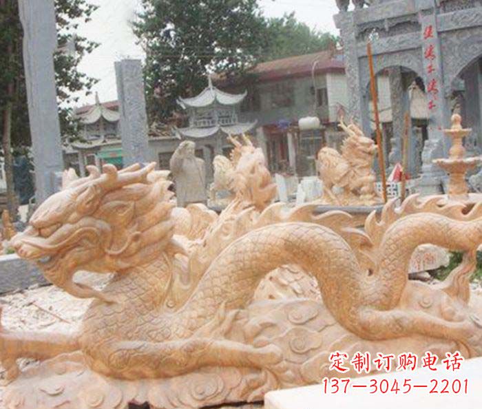 南京晚霞红生肖龙石雕