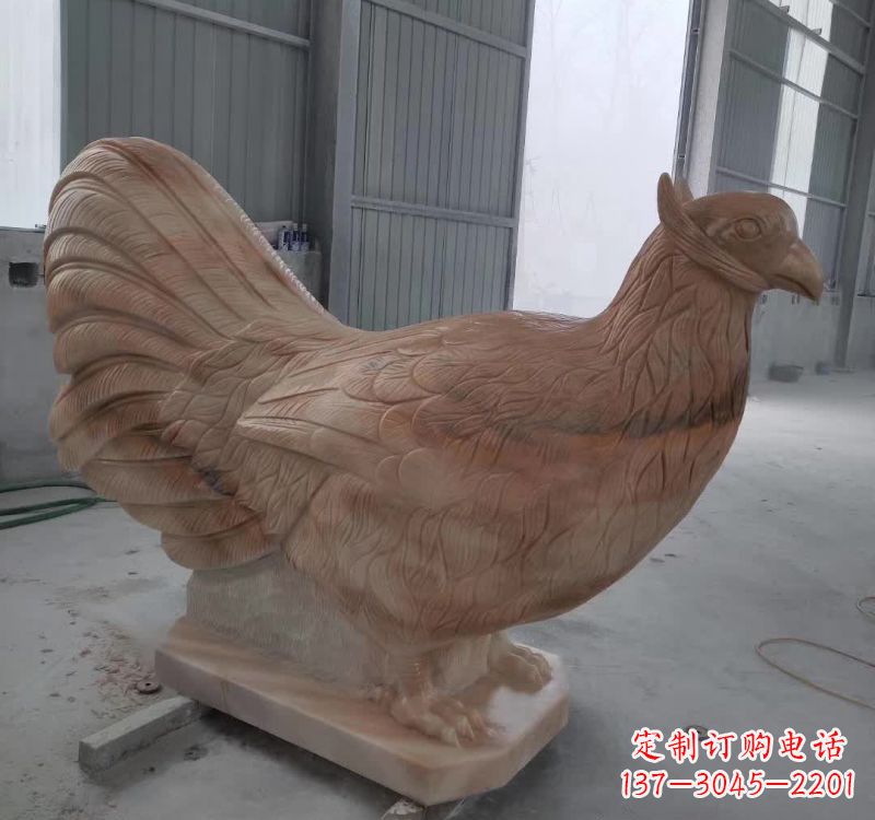 南京晚霞红石雕母鸡