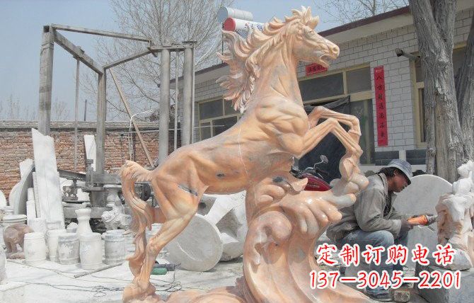 南京晚霞红踏浪奔马石雕222