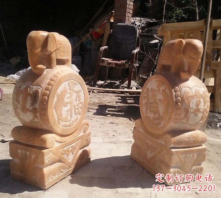南京晚霞红小象门墩