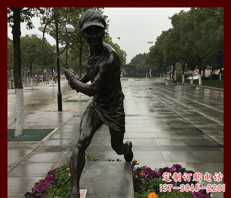 南京网球运动人物铜雕