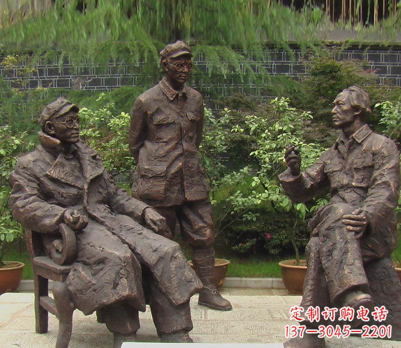 南京伟人毛泽东刘伯承铜雕