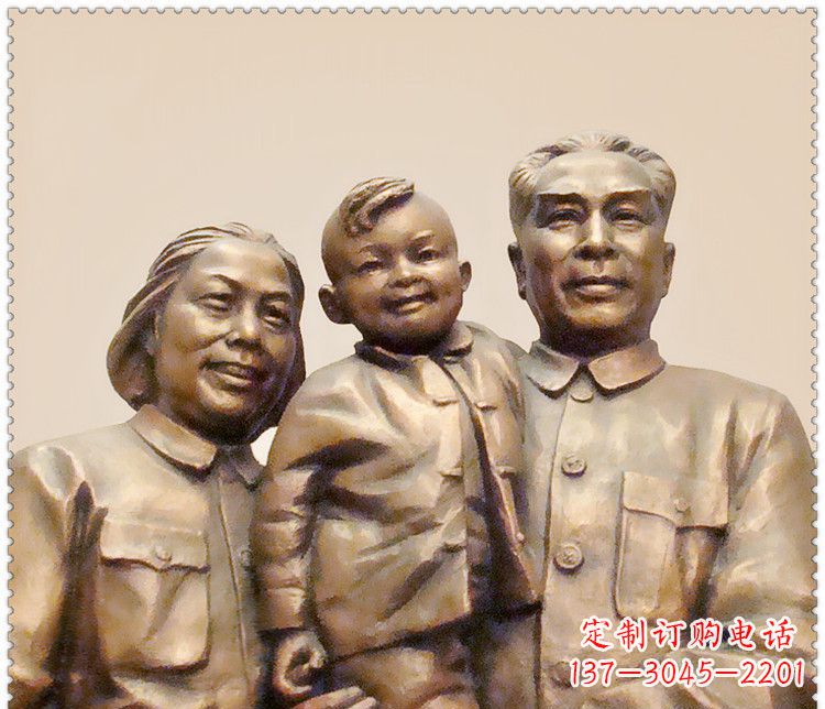 南京伟人周恩来一家铜雕