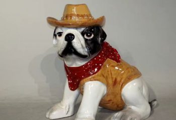 南京任性可爱的牛仔造型斗牛犬雕塑
