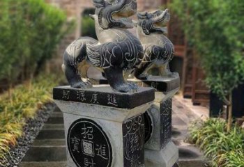 南京貔貅石雕小区看门雕塑