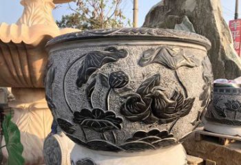 南京荷花浮雕鱼缸雕塑，让空间更加生机勃勃