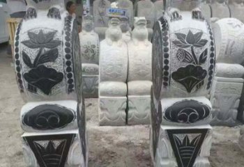 南京中领雕塑推出的青石荷花浮雕门墩雕塑，使用…