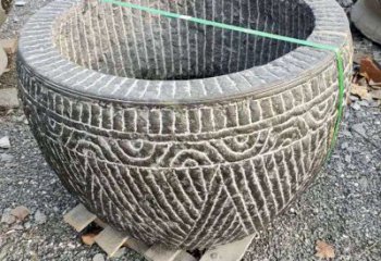 南京精美青石莲花水缸雕塑