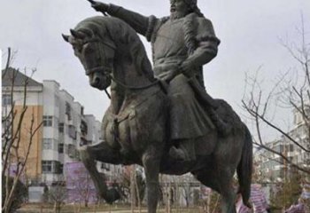 南京精致雕刻成吉思汗青铜骑马