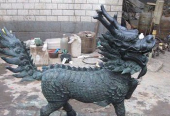南京青铜雕制神兽麒麟，艺术匠心之至