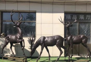 南京群鹿铜雕塑，艺术精雕细琢