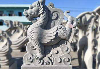 南京造型独特的上古四灵之青龙砂岩石雕塑