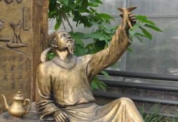 南京象征文学大师李白的铜雕像