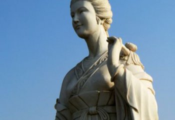 南京十二花神九月菊花庞苏汉白玉美女雕像