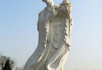 南京古典美女雕塑——十二花神之四月牡丹杨玉环汉白玉