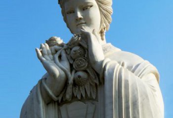南京石榴之美——十二花神之五月石榴李氏汉白玉古代美女雕像
