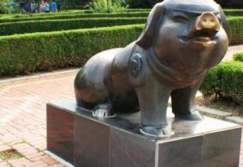 南京古典中国十二生肖猪铜雕塑