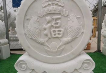 南京装饰福字图案的雕塑石门墩