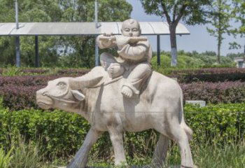 南京石雕牧童牛雕塑，让传统气息永存