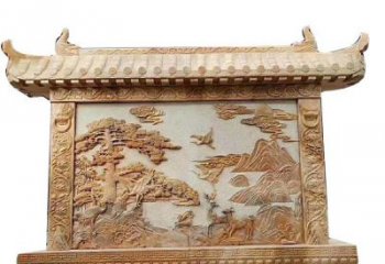 南京晚霞红松鹤延年浮雕影壁