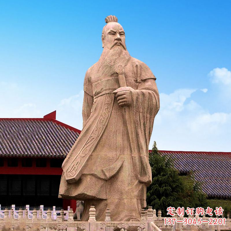 南京魏武帝曹操砂岩石雕塑像