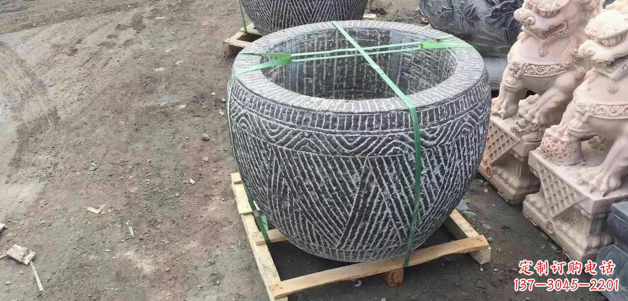 南京纹理石浮雕水缸