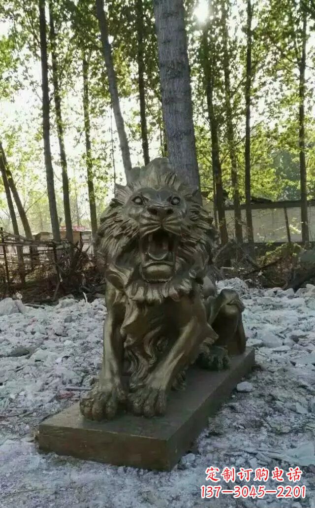 南京卧着的西洋狮子铜雕 (2)