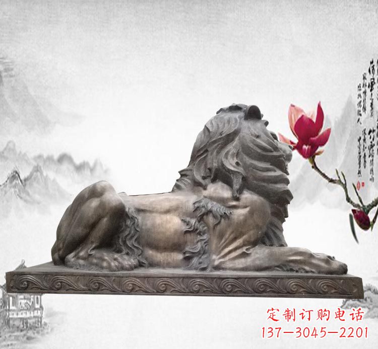 南京卧着的西洋狮子铜雕