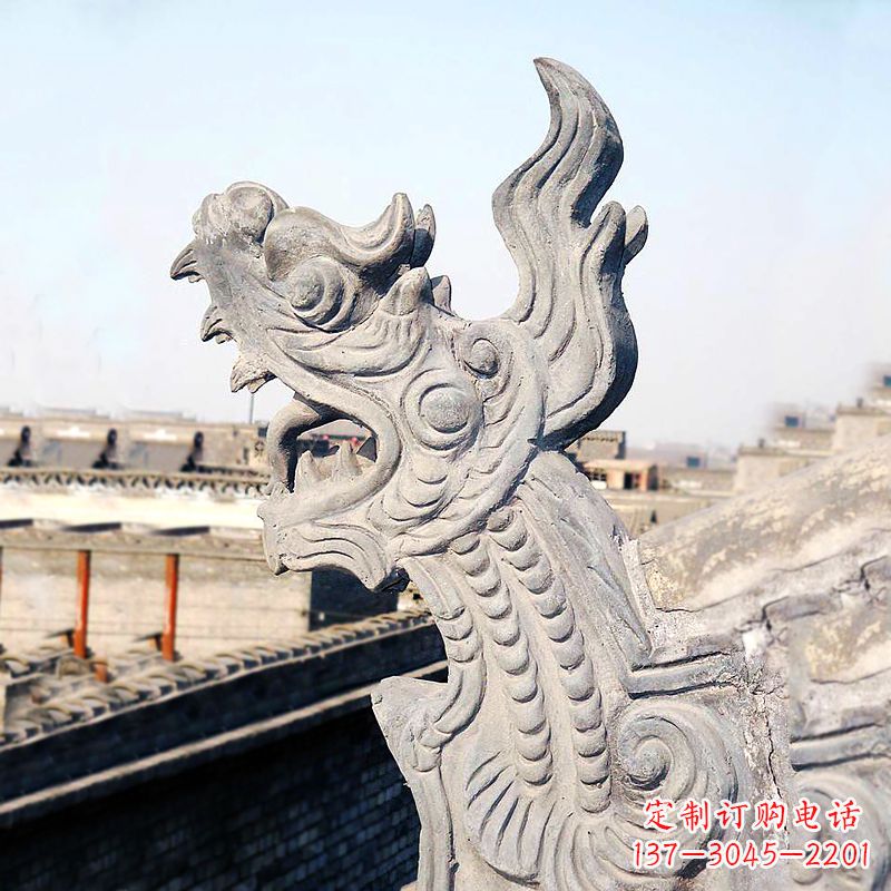 南京屋脊鸱尾螭吻雕塑-古建装饰神兽动物雕塑