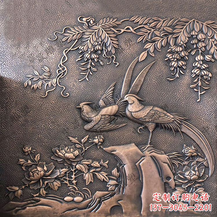 南京喜鹊紫铜浮雕装饰画