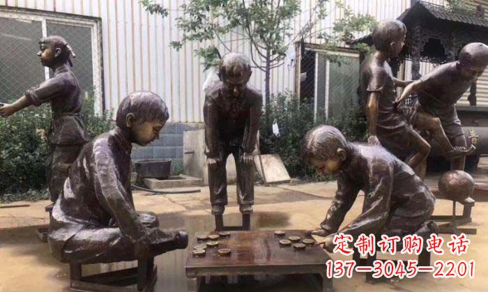 南京下象棋儿童铜雕 (2)