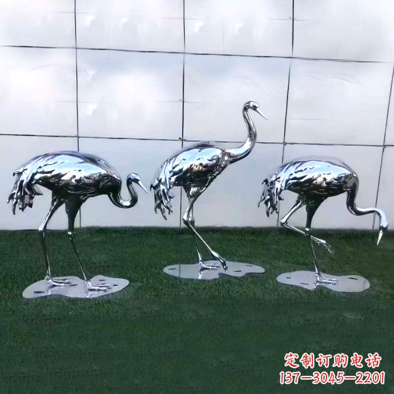 南京仙鹤镜面不锈钢雕塑