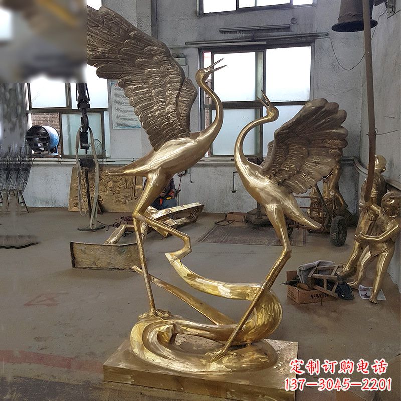 南京仙鹤铜雕景观
