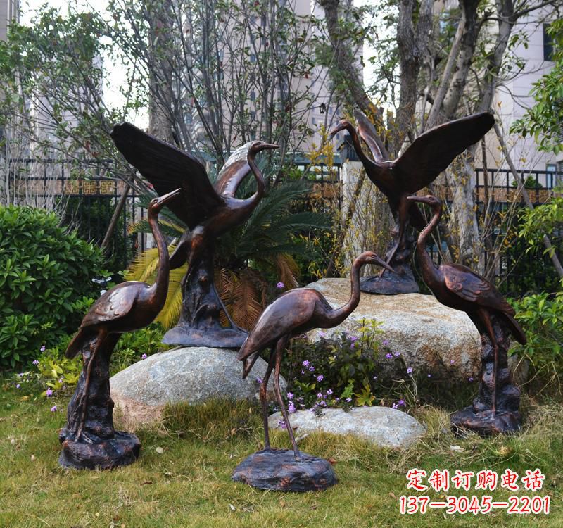 南京仙鹤铜雕塑 (2)